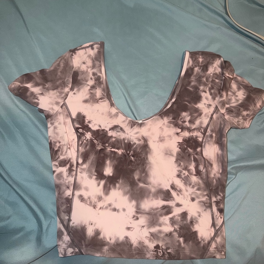 Lululemon Athletica Black and White Tie-Dye Crop Top